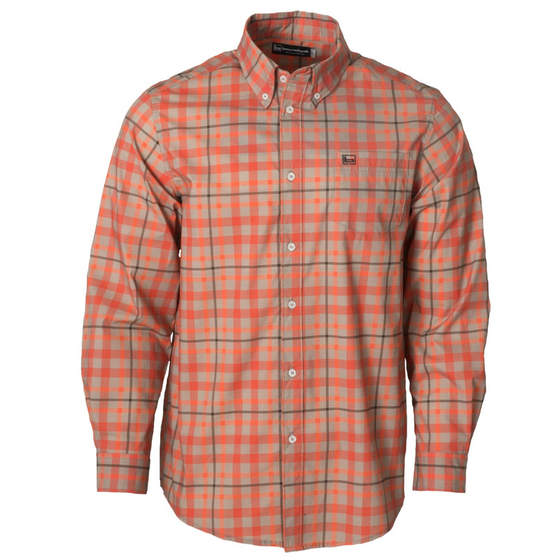Banded Lax Wrinklefree Shirt in Burnt Red Plaid Color